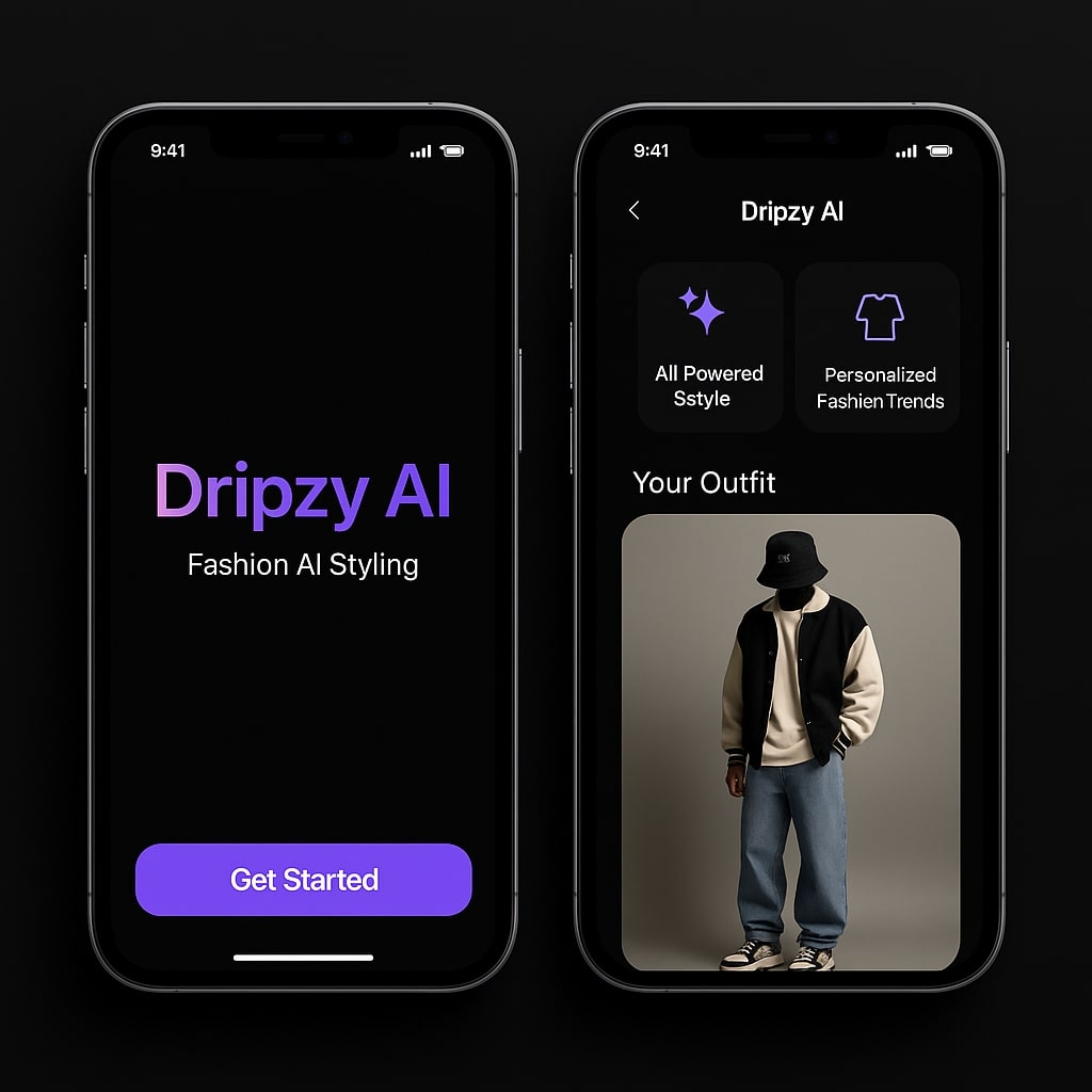 Dripzy AI Fashion App Interface
